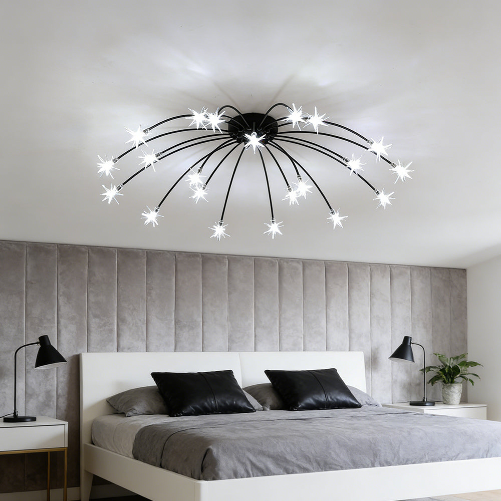 Semi-Flush LED Overhead Light Metal Glass 24-45 inch Diameter Adjustable Brightness Dining Room Living Room Bedroom Contemporary Home Ceilin