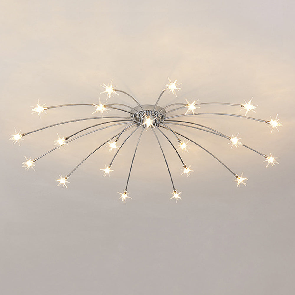 Lámpara de techo LED semiempotrada de metal y vidrio, 24-45 pulgadas de diámetro, para dormitorio, sala de estar y comedor, lámpara moderna de interior, 45W integrada