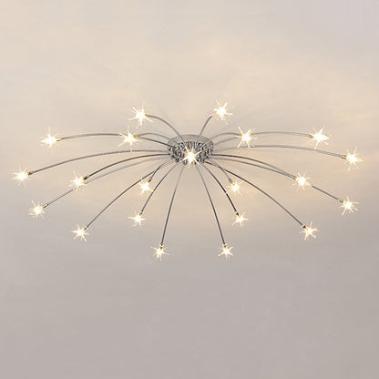 Lámpara de techo LED semiempotrada de metal y vidrio, 24-45 pulgadas de diámetro, para dormitorio, sala de estar y comedor, lámpara moderna de interior, 45W integrada