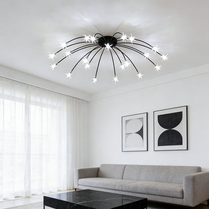 Lámpara de techo LED semiempotrada de metal y vidrio, 24-45 pulgadas de diámetro, para dormitorio, sala de estar y comedor, lámpara moderna de interior, 45W integrada