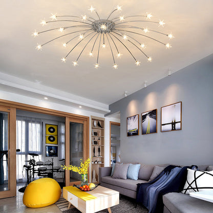 Semi Flush Mount Ceiling Light 24 Inch Glass & Metal LED Fixture for Bedroom Dining Room Contemporary Home Lighting