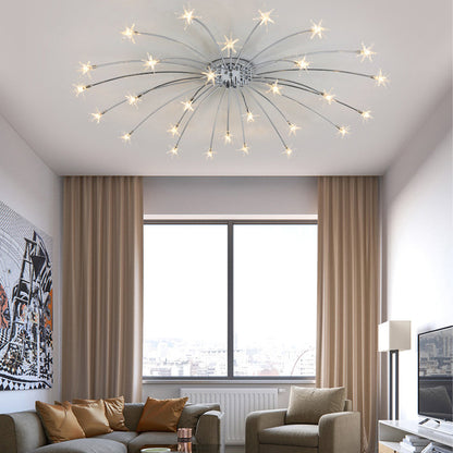 Lámpara de techo LED semiempotrada de metal y vidrio, 24-45 pulgadas de diámetro, para dormitorio, sala de estar y comedor, lámpara moderna de interior, 45W integrada