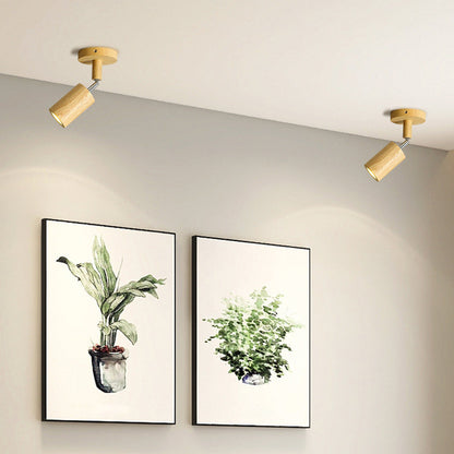 Wooden LED Track Lighting Fixture Natural Finish Adjustable Spots Ceiling Wall Mount Rail Light 7 to 47 Inch Modern Linear Spotlight Bar Din