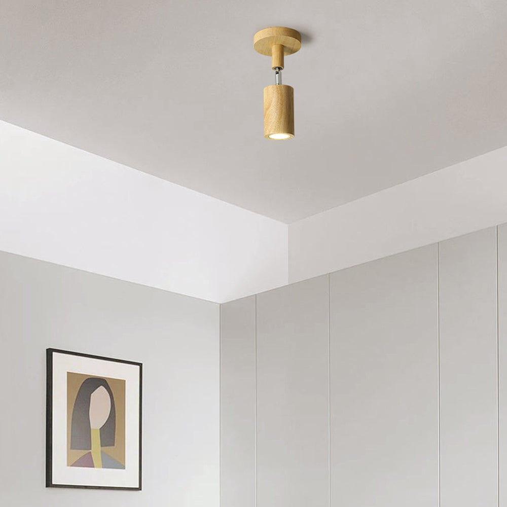 Wooden LED Track Lighting Fixture Natural Finish Adjustable Spots Ceiling Wall Mount Rail Light 7 to 47 Inch Modern Linear Spotlight Bar Din