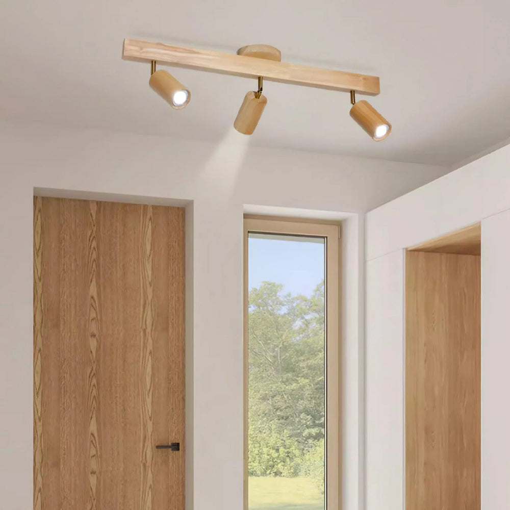 Adjustable LED Track Light Wood & Metal 39 in for Kitchen Dining Room Living Room Bedroom Modern Directional Ceiling Fixture