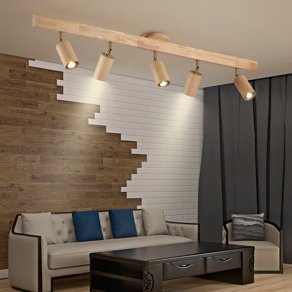 Adjustable LED Track Light Wood & Metal 39 in for Kitchen Dining Room Living Room Bedroom Modern Directional Ceiling Fixture