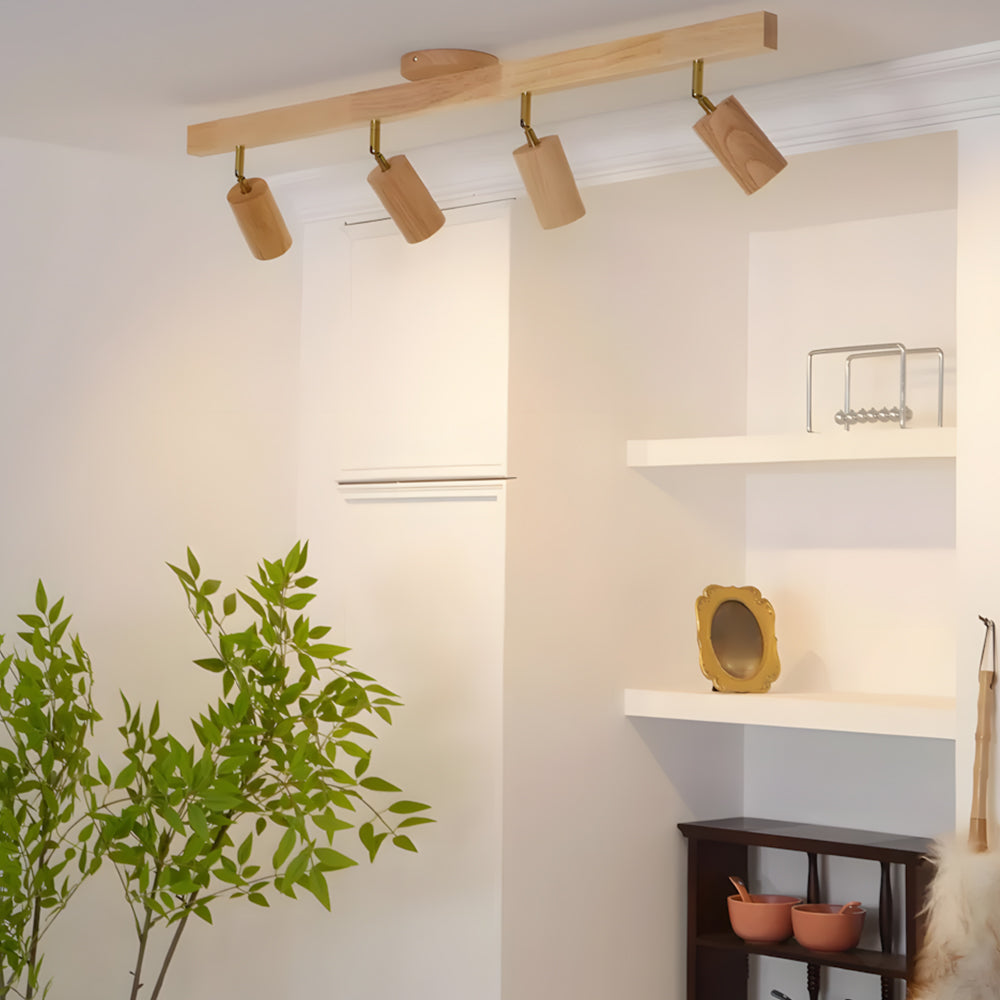 Adjustable LED Track Light Wood & Metal 39 in for Kitchen Dining Room Living Room Bedroom Modern Directional Ceiling Fixture