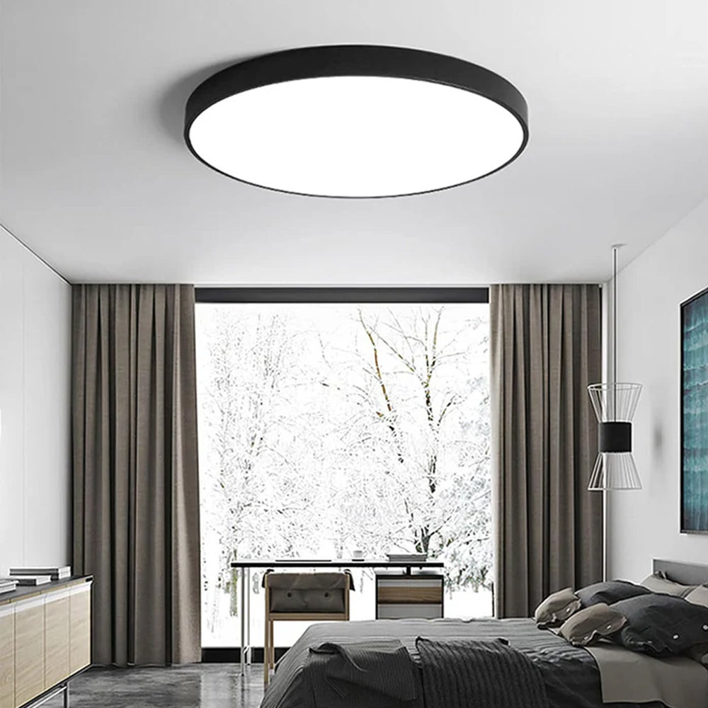Lámpara de techo LED de perfil bajo, 16 pulgadas, redonda, con panel de acrílico para dormitorio, sala de estar y cocina, diseño contemporáneo ultradelgado, eficiente energéticamente