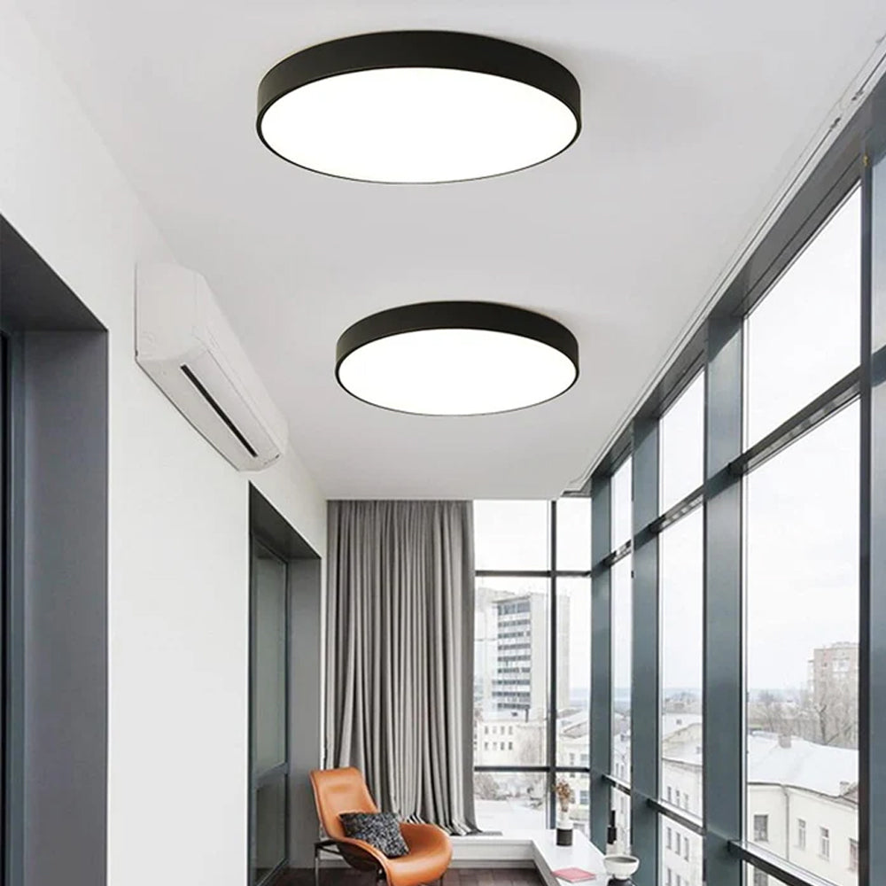 Lámpara de techo LED de perfil bajo, 16 pulgadas, redonda, con panel de acrílico para dormitorio, sala de estar y cocina, diseño contemporáneo ultradelgado, eficiente energéticamente