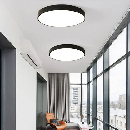 Lámpara de techo LED de perfil bajo, 16 pulgadas, redonda, con panel de acrílico para dormitorio, sala de estar y cocina, diseño contemporáneo ultradelgado, eficiente energéticamente
