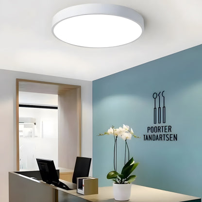 Lámpara de techo LED de perfil bajo, 16 pulgadas, redonda, con panel de acrílico para dormitorio, sala de estar y cocina, diseño contemporáneo ultradelgado, eficiente energéticamente