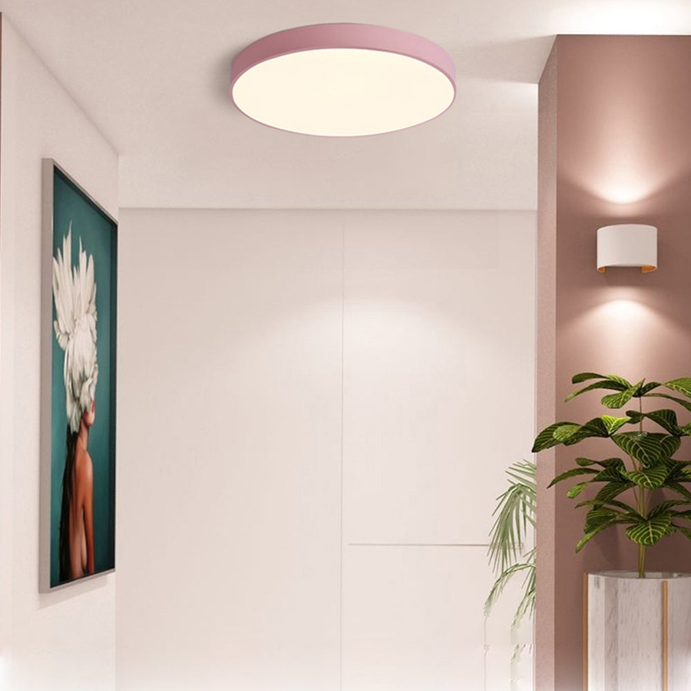 Lámpara de techo LED de perfil bajo, 16 pulgadas, redonda, con panel de acrílico para dormitorio, sala de estar y cocina, diseño contemporáneo ultradelgado, eficiente energéticamente