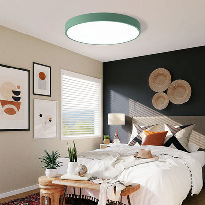 Lámpara de techo LED de perfil bajo, 16 pulgadas, redonda, con panel de acrílico para dormitorio, sala de estar y cocina, diseño contemporáneo ultradelgado, eficiente energéticamente