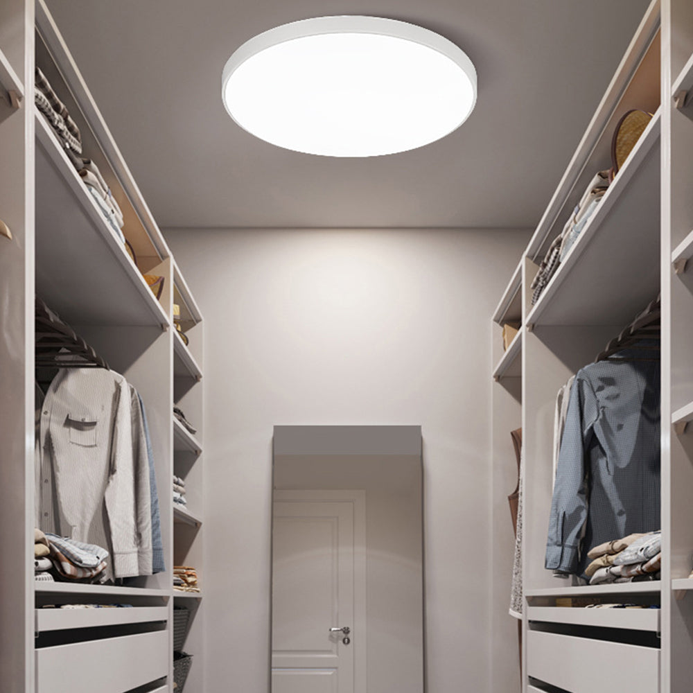 Lámpara de techo LED de perfil bajo, 16 pulgadas, redonda, con panel de acrílico para dormitorio, sala de estar y cocina, diseño contemporáneo ultradelgado, eficiente energéticamente