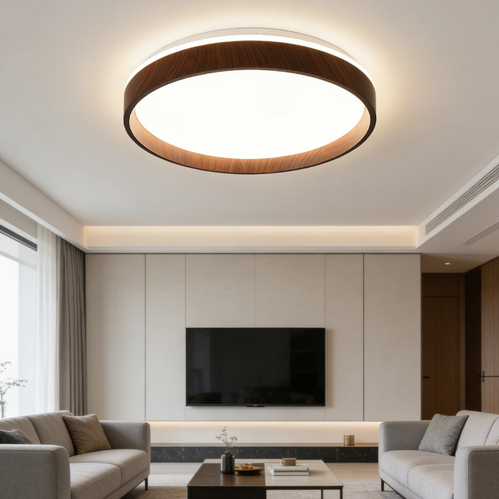 Lámpara de techo LED redonda de montaje empotrado de 16 pulgadas, acrílico para dormitorio y sala de estar, iluminación de techo moderna de bajo perfil para interiores
