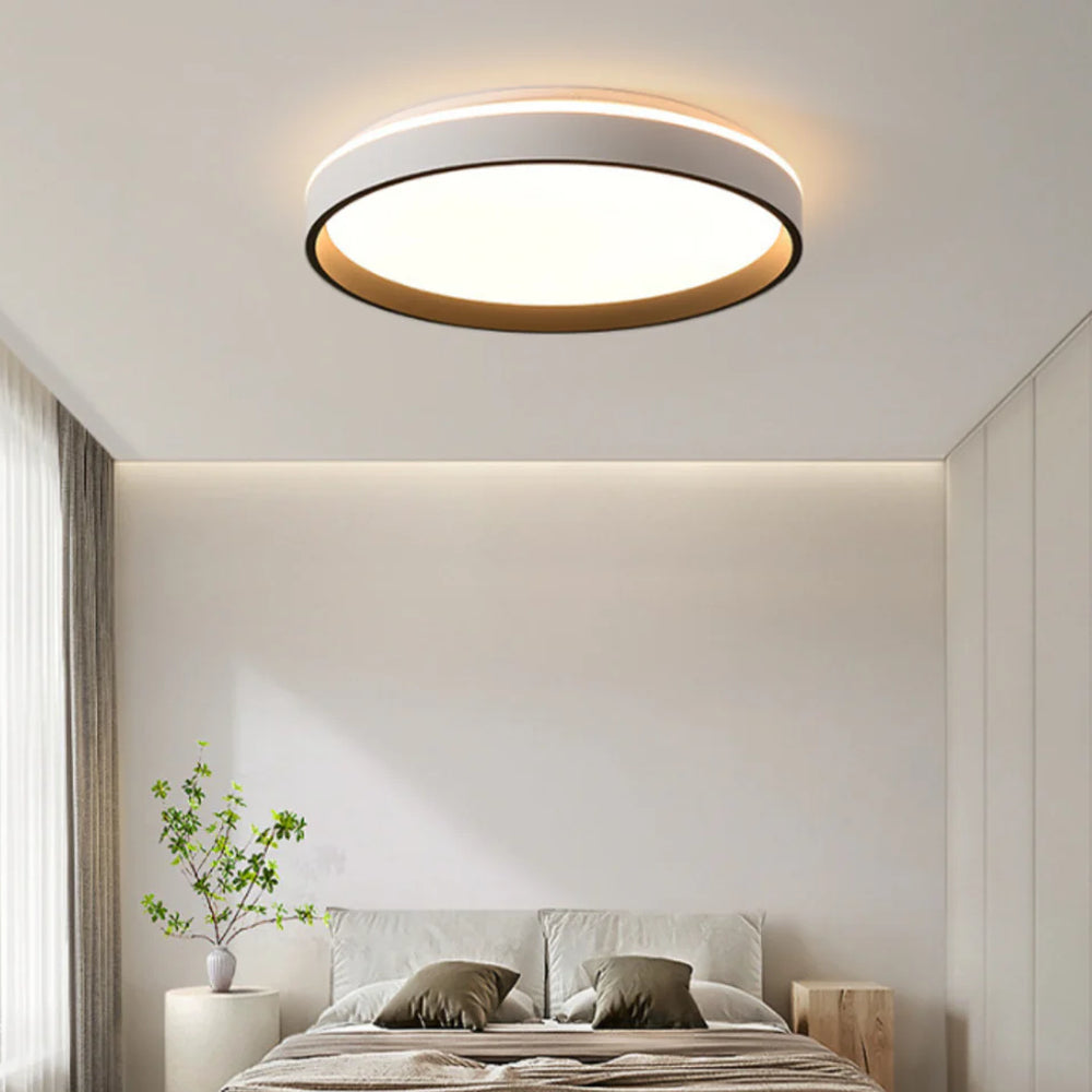 Lámpara de techo LED redonda de montaje empotrado de 16 pulgadas, acrílico para dormitorio y sala de estar, iluminación de techo moderna de bajo perfil para interiores