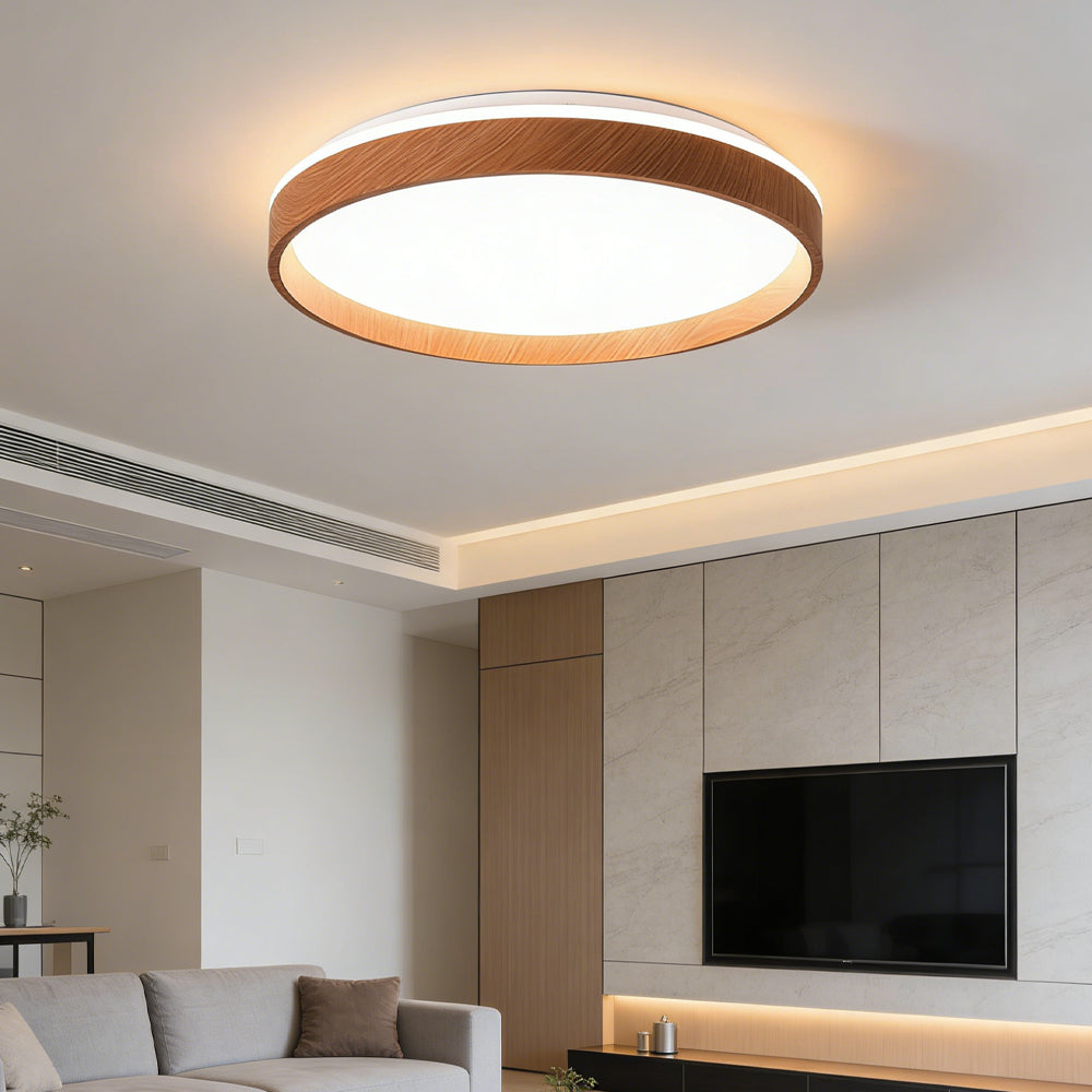 Lámpara de techo LED redonda de montaje empotrado de 16 pulgadas, acrílico para dormitorio y sala de estar, iluminación de techo moderna de bajo perfil para interiores