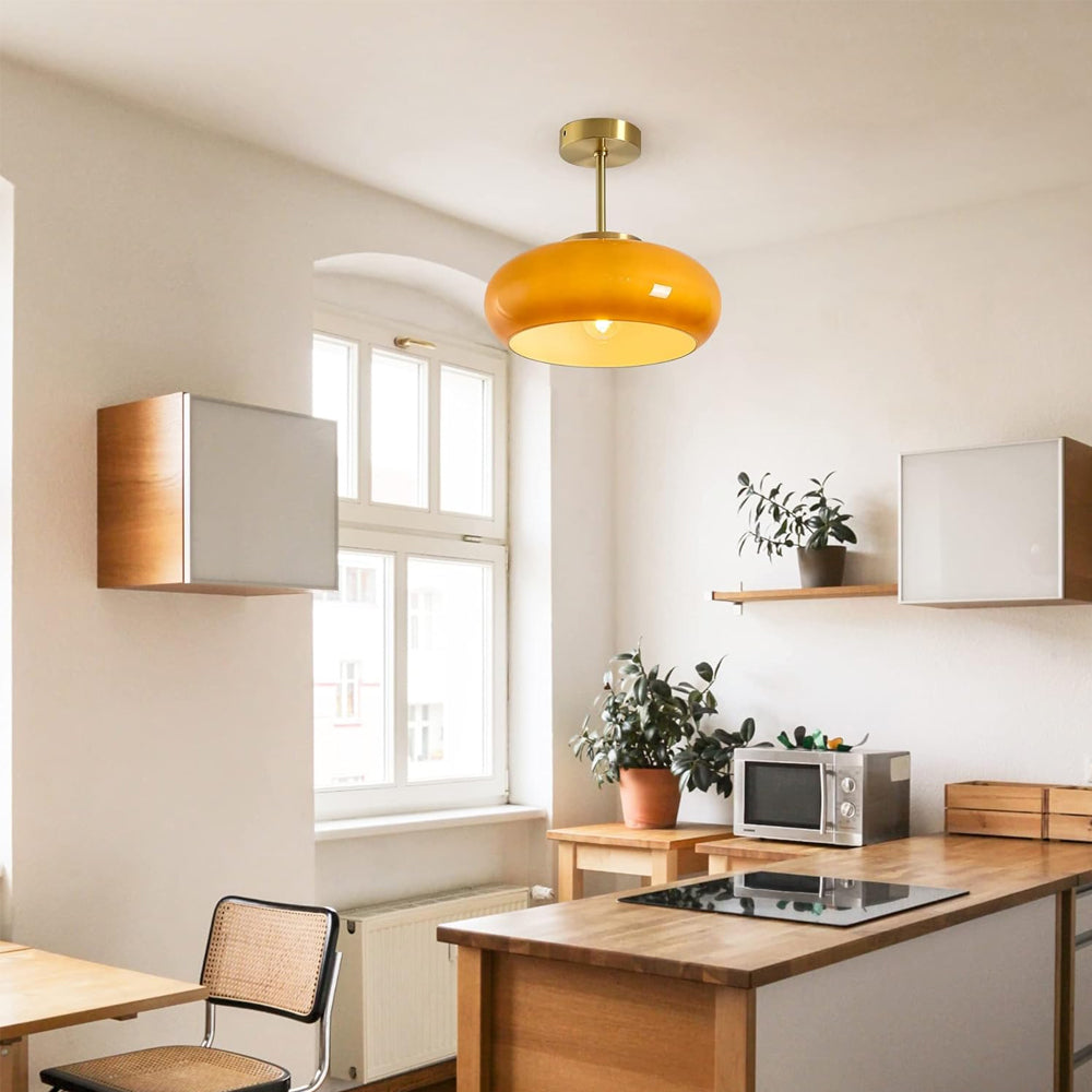 Hanging Dome Fixture 11-Inch Tinted Glass Hardwired Ceiling Drop Light for Kitchens Over Islands Bedrooms Breakfast Nooks Industrial Farmhou