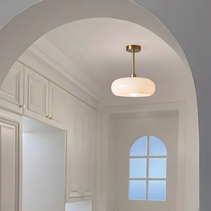 Amber Glass Globe Ceiling Light 11 Inch Dome Shade for Kitchen Island Dining Table Bedroom Brass Iron Fixture E27 Socket