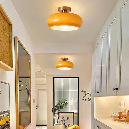Amber Glass Globe Ceiling Light 11 Inch Dome Shade for Kitchen Island Dining Table Bedroom Brass Iron Fixture E27 Socket