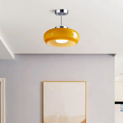 Amber Glass Globe Ceiling Light 11 Inch Dome Shade for Kitchen Island Dining Table Bedroom Brass Iron Fixture E27 Socket
