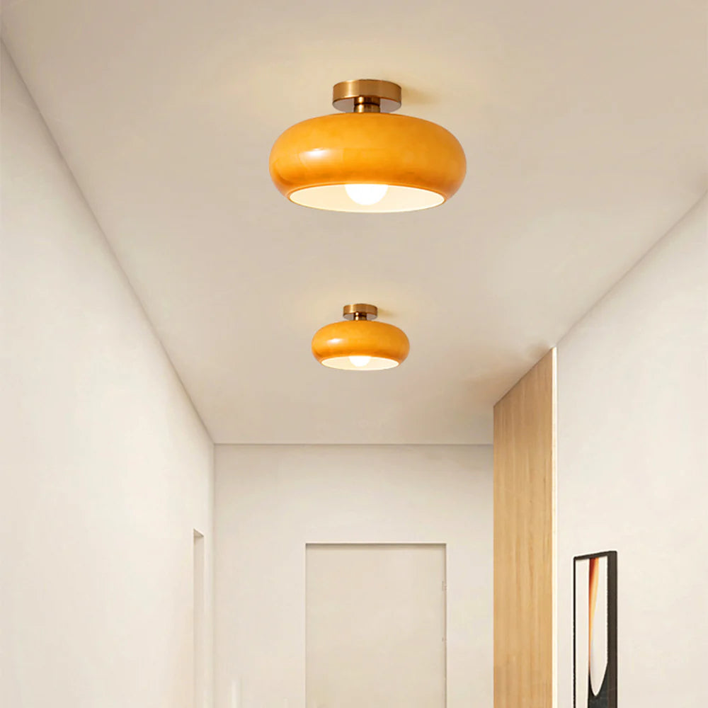 Amber Glass Dome Hanging Light 11 Inch for Kitchen Island Vintage Brass Fixture Dimmable E27 Dining Room Bedroom Overhead Adjustable Height