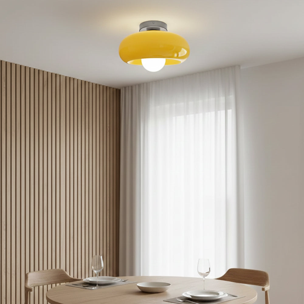 Semi Flush Mount Ceiling Light Fixture 11 in Glass Shade for Bedroom Living Room Hallway Indoor Lighting Chrome Gold Finish