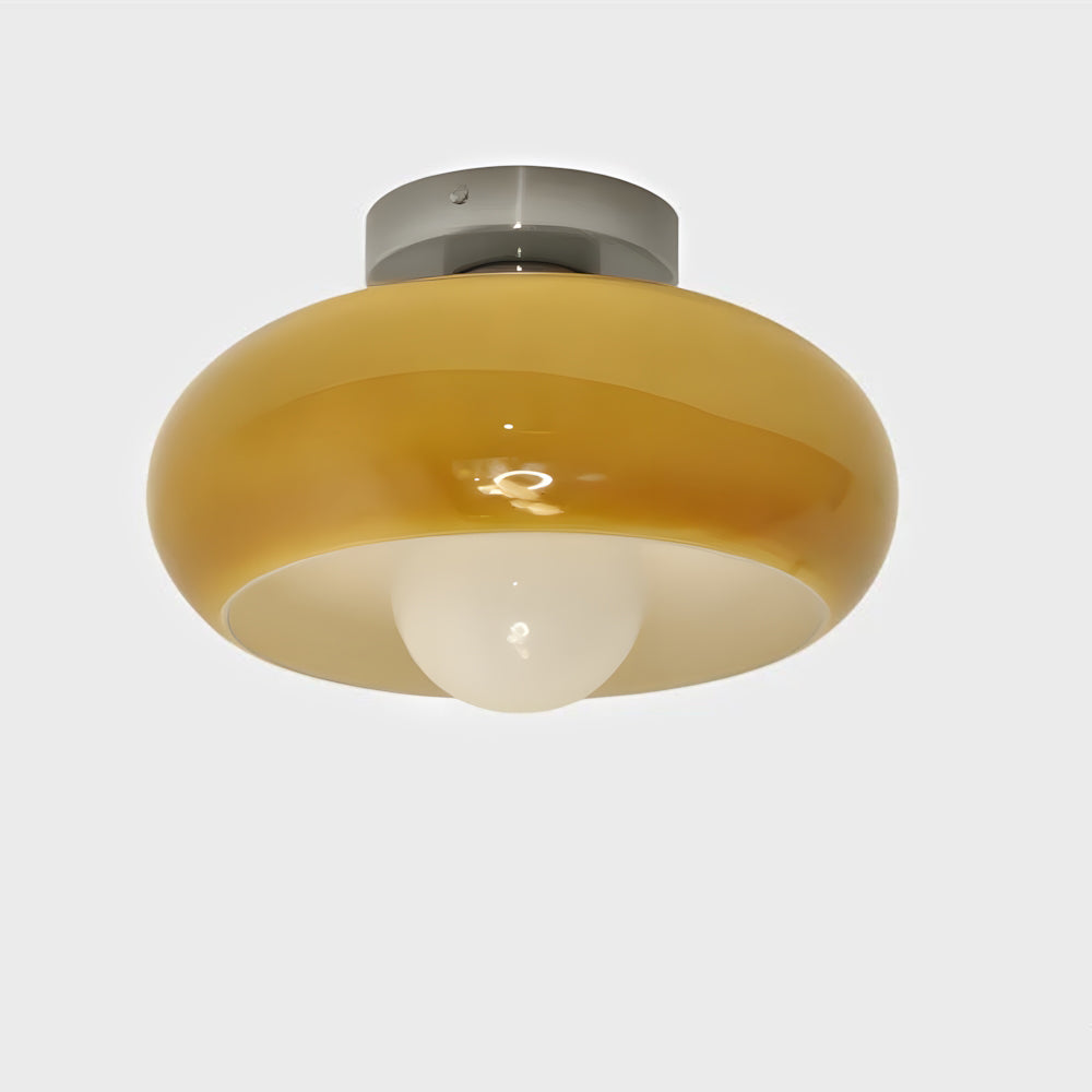 Semi Flush Mount Ceiling Light Fixture 11 in Glass Shade for Bedroom Living Room Hallway Indoor Lighting Chrome Gold Finish