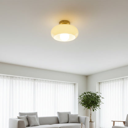 Semi Flush Mount Ceiling Light Fixture 11 in Glass Shade for Bedroom Living Room Hallway Indoor Lighting Chrome Gold Finish