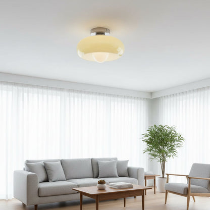 Semi Flush Mount Ceiling Light Fixture 11 in Glass Shade for Bedroom Living Room Hallway Indoor Lighting Chrome Gold Finish