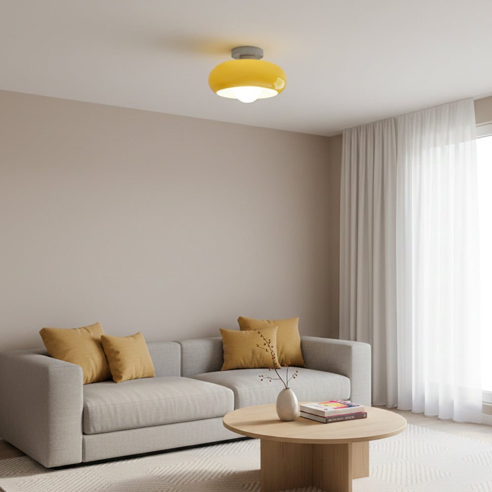 Semi Flush Mount Ceiling Light Fixture 11 in Glass Shade for Bedroom Living Room Hallway Indoor Lighting Chrome Gold Finish