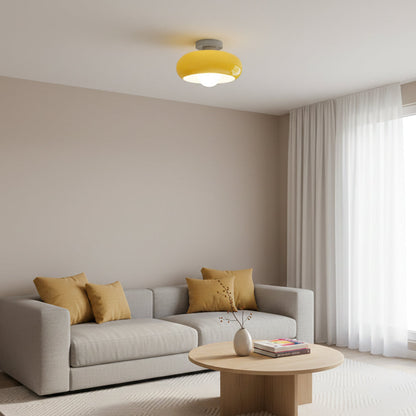 Semi Flush Mount Ceiling Light Fixture 11 in Glass Shade for Bedroom Living Room Hallway Indoor Lighting Chrome Gold Finish