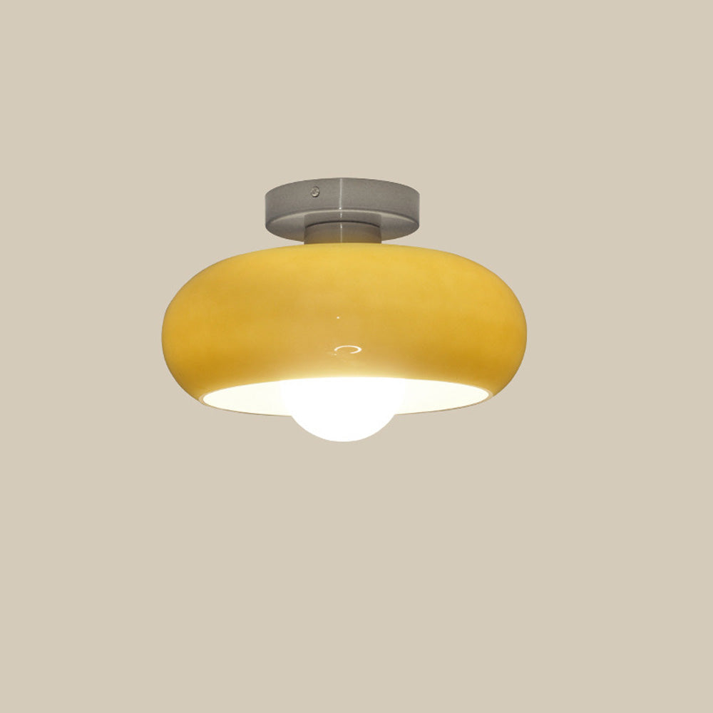 Semi Flush Mount Ceiling Light Fixture 11 in Glass Shade for Bedroom Living Room Hallway Indoor Lighting Chrome Gold Finish