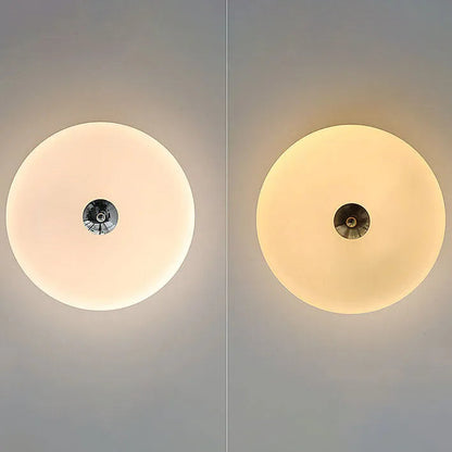 Handcrafted Glass Flush Mount Ceiling Light 16 in White Gold Finish for Dining Room Bedroom Kitchen Overhead Lighting Fixture Vintage Style