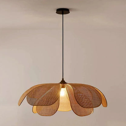 Handwoven Woven Wicker Hanging Fixture 20-Inch Natural Tone Adjustable Overhead Illumination for Kitchens Dining Spaces Islands Counter Tabl