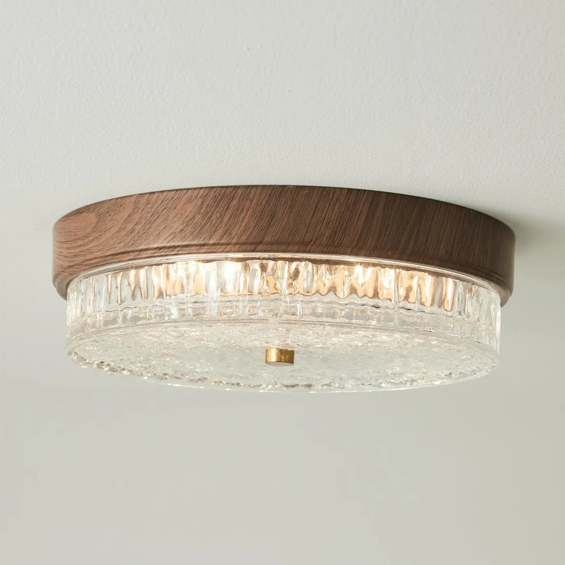 LED Flush Mount Ceiling Light with Glass Shade for Bedroom Living Room Dining Room Modern 12.6 in Round Fixture Indoor Ambient Lighting Cont