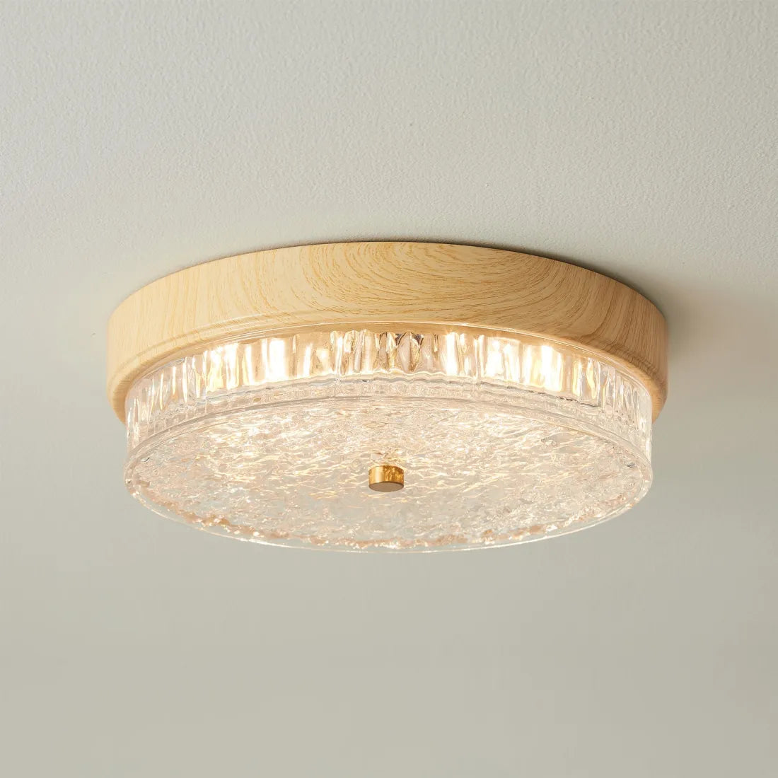 LED Flush Mount Ceiling Light with Glass Shade for Bedroom Living Room Dining Room Modern 12.6 in Round Fixture Indoor Ambient Lighting Cont