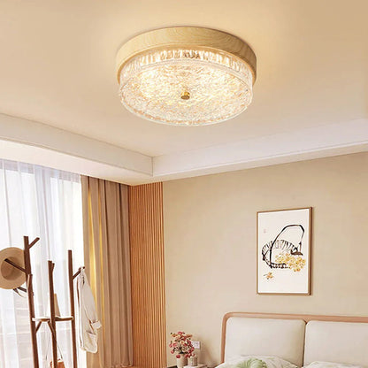 LED Flush Mount Ceiling Light with Glass Shade for Bedroom Living Room Dining Room Modern 12.6 in Round Fixture Indoor Ambient Lighting Cont