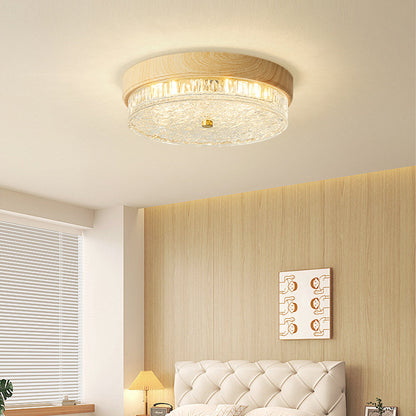 LED Flush Mount Ceiling Light with Glass Shade for Bedroom Living Room Dining Room Modern 12.6 in Round Fixture Indoor Ambient Lighting Cont