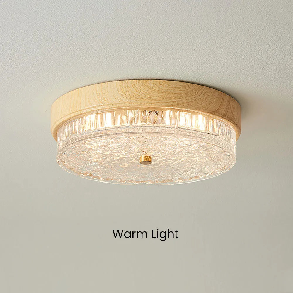 LED Flush Mount Ceiling Light with Glass Shade for Bedroom Living Room Dining Room Modern 12.6 in Round Fixture Indoor Ambient Lighting Cont