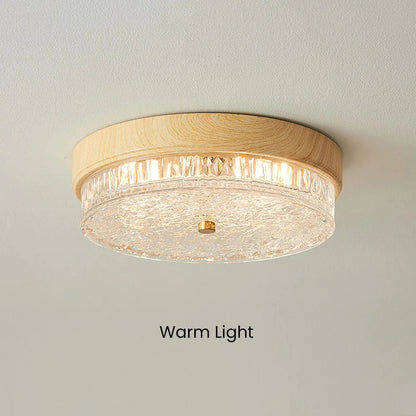 LED Flush Mount Ceiling Light with Glass Shade for Bedroom Living Room Dining Room Modern 12.6 in Round Fixture Indoor Ambient Lighting Cont