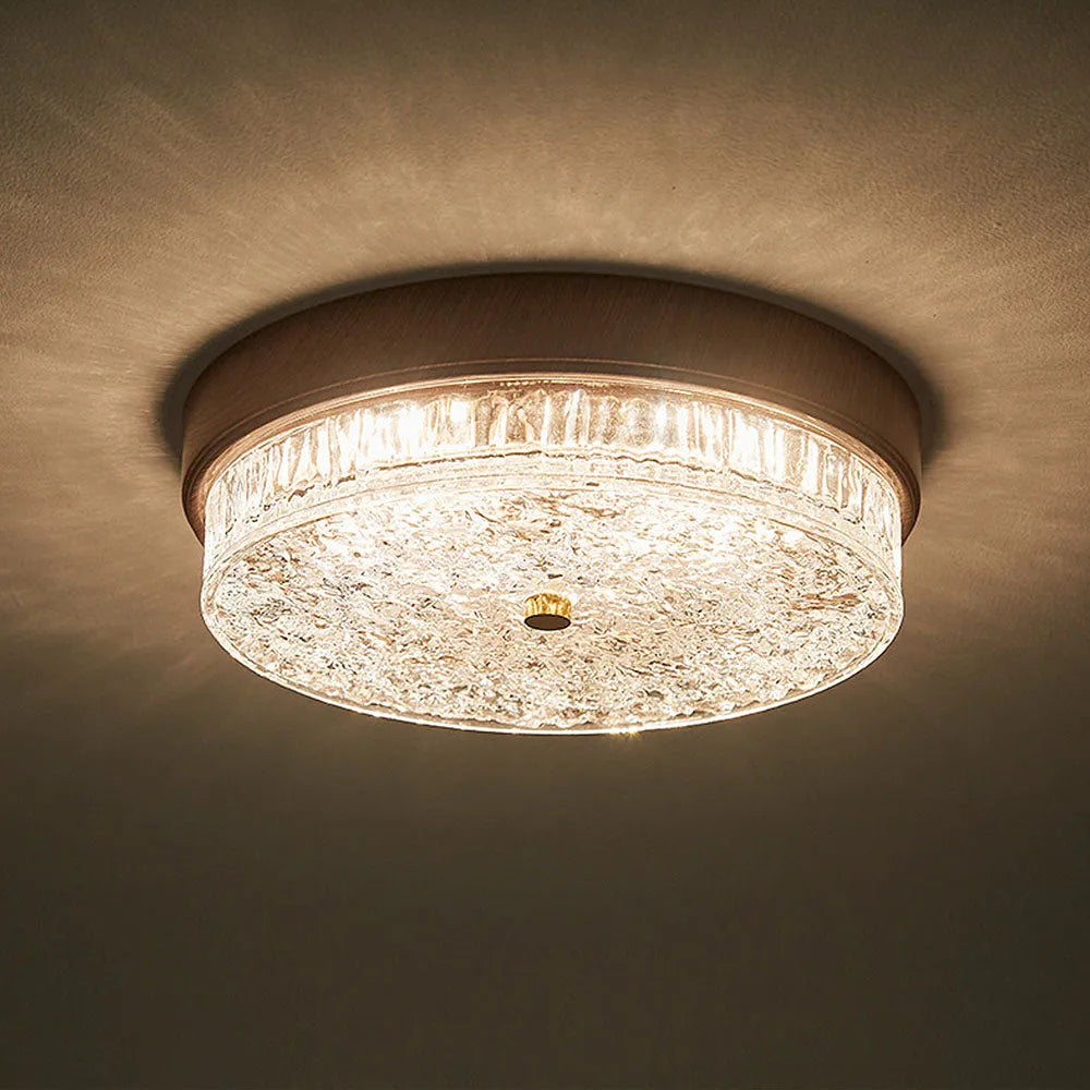 LED Flush Mount Ceiling Light with Glass Shade for Bedroom Living Room Dining Room Modern 12.6 in Round Fixture Indoor Ambient Lighting Cont