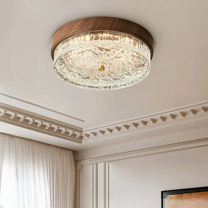 LED Flush Mount Ceiling Light with Glass Shade for Bedroom Living Room Dining Room Modern 12.6 in Round Fixture Indoor Ambient Lighting Cont