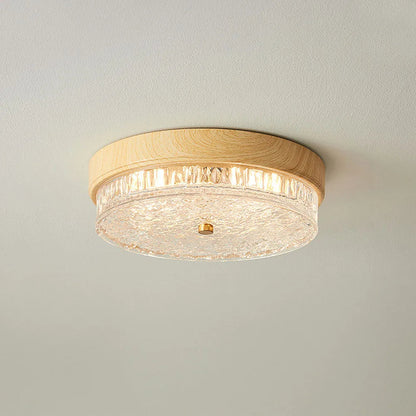 LED Flush Mount Ceiling Light with Glass Shade for Bedroom Living Room Dining Room Modern 12.6 in Round Fixture Indoor Ambient Lighting Cont