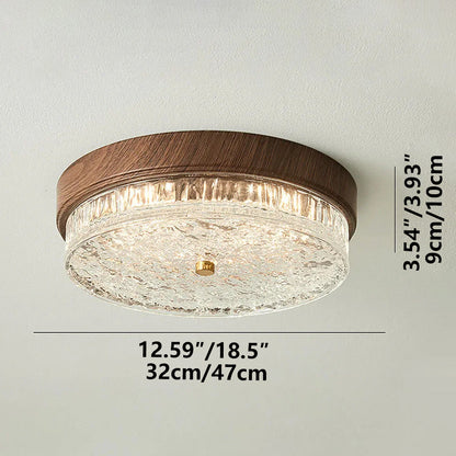 LED Flush Mount Ceiling Light with Glass Shade for Bedroom Living Room Dining Room Modern 12.6 in Round Fixture Indoor Ambient Lighting Cont