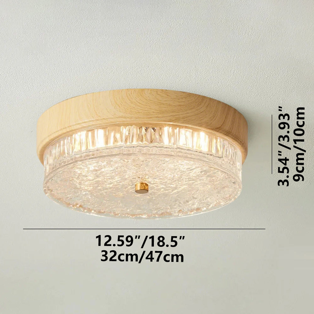 LED Flush Mount Ceiling Light with Glass Shade for Bedroom Living Room Dining Room Modern 12.6 in Round Fixture Indoor Ambient Lighting Cont
