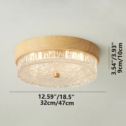 LED Flush Mount Ceiling Light with Glass Shade for Bedroom Living Room Dining Room Modern 12.6 in Round Fixture Indoor Ambient Lighting Cont