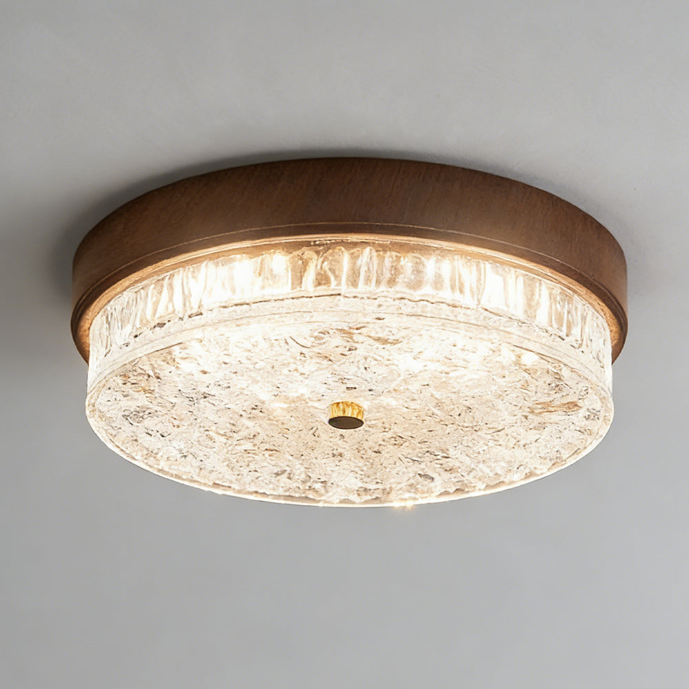 LED Flush Mount Ceiling Light with Glass Shade for Bedroom Living Room Dining Room Modern 12.6 in Round Fixture Indoor Ambient Lighting Cont