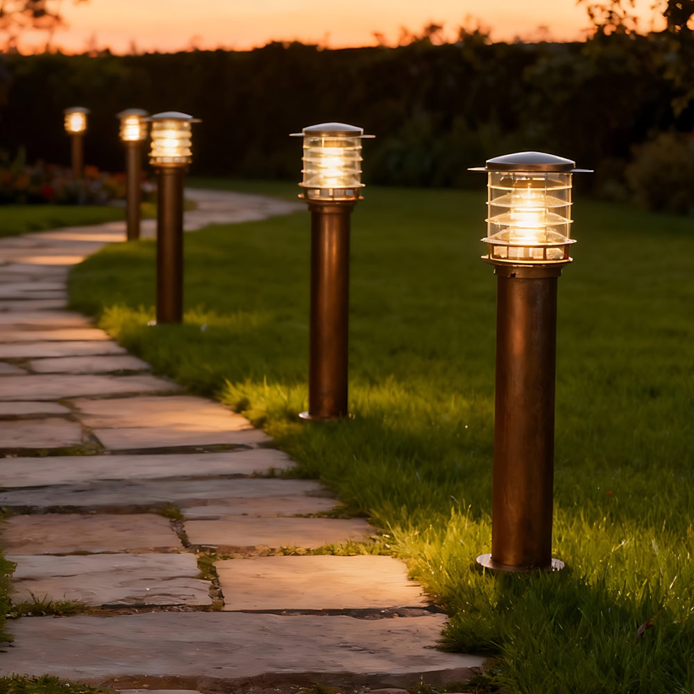 Baliza de iluminación para caminos resistente a la intemperie, lámpara de poste de aluminio de 6 pulgadas para entradas, jardines y patios, luz exterior de pie impermeable IP65, casquillo E26