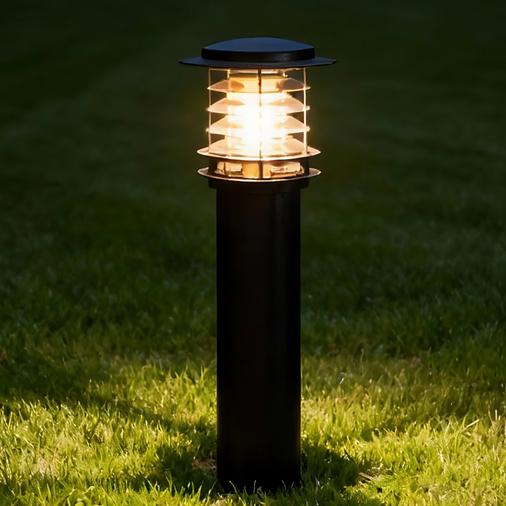 Weatherproof Post Light 6 in Cylinder Aluminum E27 Socket IP65 Rated Black Bollard for Walkway Driveway Porch Yard Landscape Path Marker